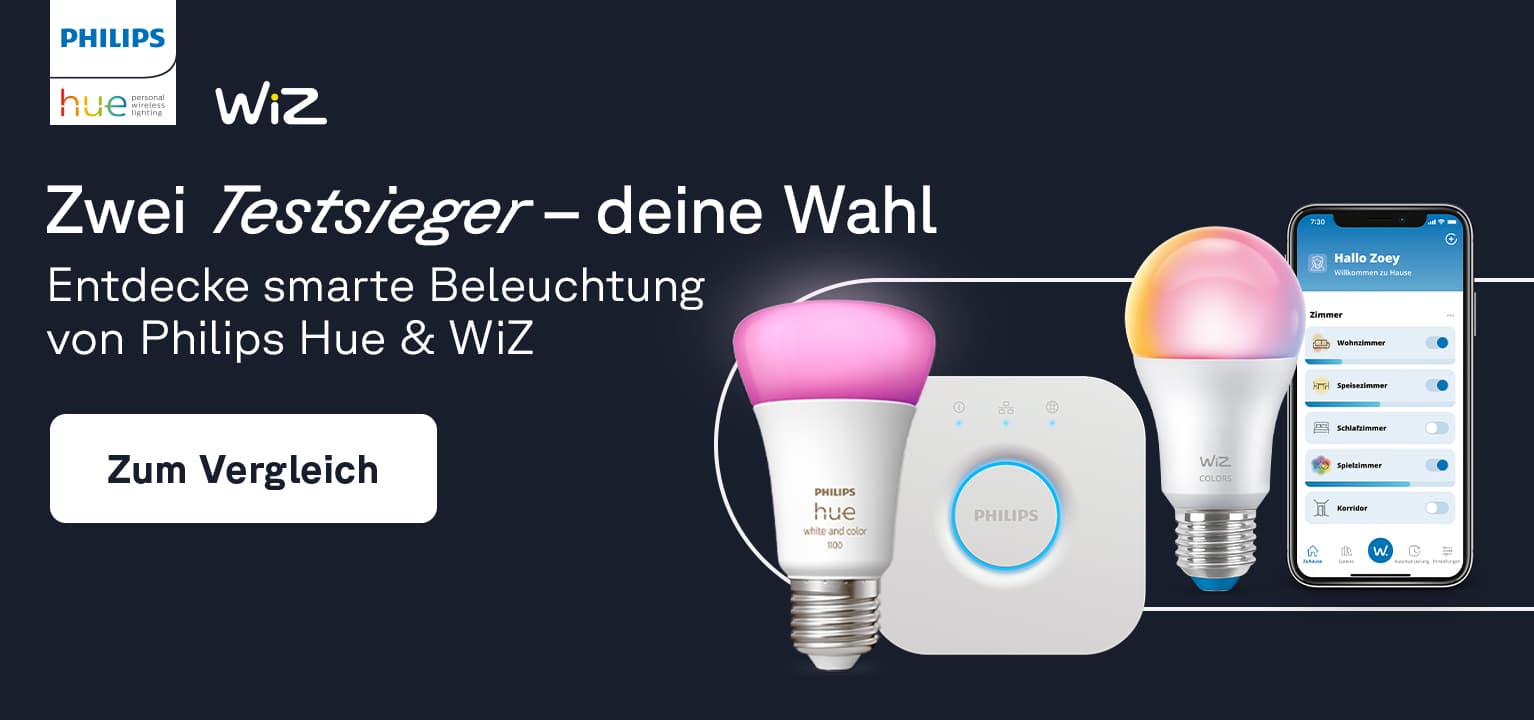 Entdecke die Testsieger Philips Hue & WiZ